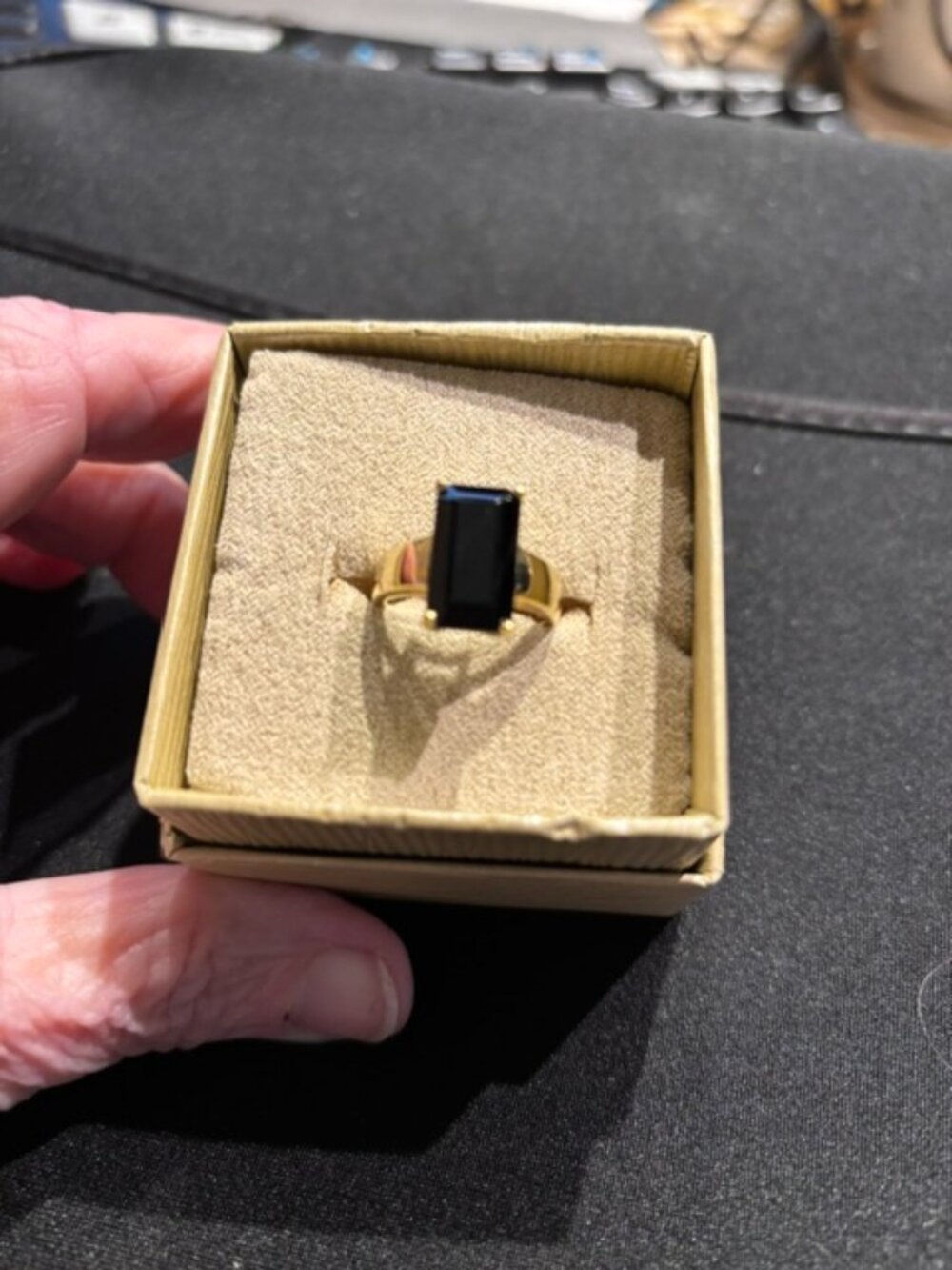 Beautiful Black Stone Ring Sterling Silver